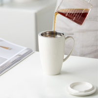 WELAND Tasse à thé en céramique en porcelaine avec infuseur et couvercle, logo personnalisé, vente en gros