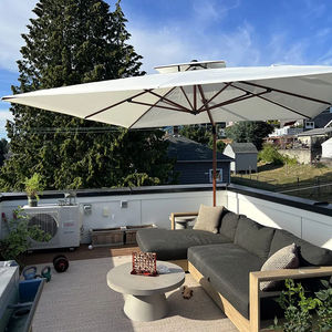 Rivestimento in legno classico grande doppio quadrato esterno parasole da giardino antivento a doppio baldacchino resistente ombrellone romano a sbalzo - Product Image 2