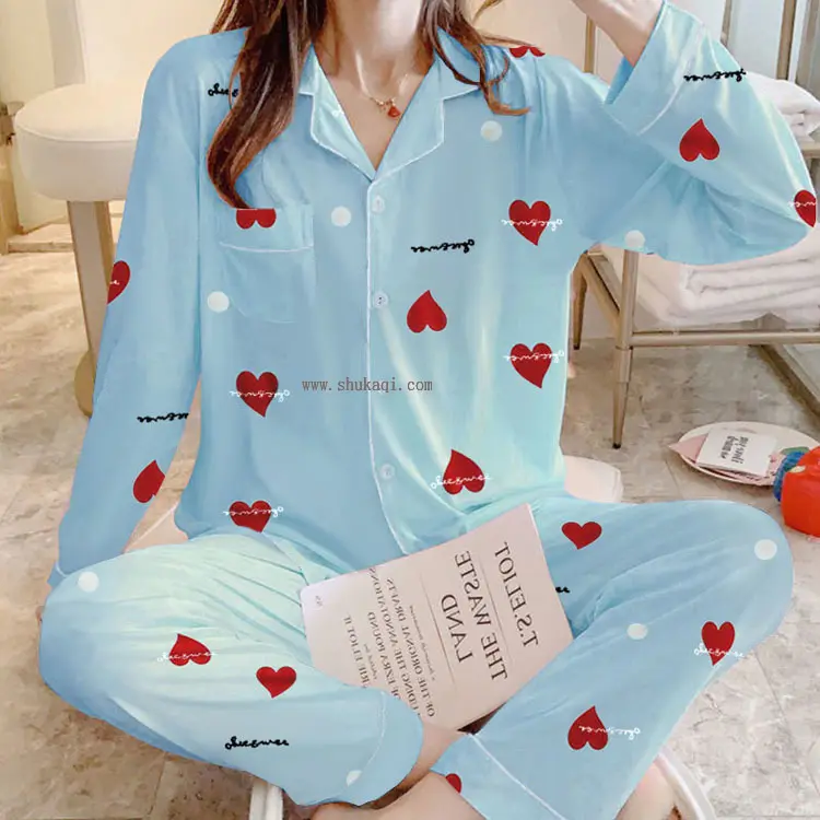 Bahar pijama kadın iki adet Pijamas Mujer Piyama Wanita Murah ev tekstili setleri gece gömlek pijama gece elbiseleri kadın için