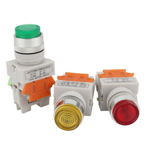 Interruptor de Botón Pulsador LAY37 de 22mm, Auto-reinicio/Auto-bloqueo, 1NO1NC, Totalmente Iluminado, Rojo, Verde, Amarillo, IP40 - Product Image 1