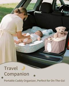 Organisateur de rangement pour couches de bébé portable, panier en tissu doux avec compartiments pour la crèche et la <span class=keywords><strong>table</strong></span> à <span class=keywords><strong>langer</strong></span> - Product Image 3