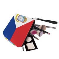 Sac cosmétique en PU personnalisé avec drapeau national de Saint-Martin pour les voyages, l'organisation des cosmétiques dans la salle de bain et la vente au détail