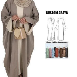 Kaftan de seda caqui para mujer, vestido de lujo con cuello abierto, ropa islámica moderna, logotipo personalizado, suministro listo para el verano - Product Image 2