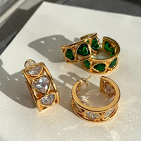 Bijoux élégants tendance européens et américains, boucles d'oreilles en forme de cœur plaquées or, accessoires pour femmes