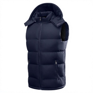 Gilet décontracté pour homme, taille européenne, coupe ample, à capuche, automne-hiver, chaud, sans manches, coupe-vent, rembourré en polyester/coton - Product Image 3