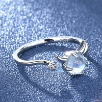Bague ajustable en forme de cornes de démon avec pierre de lune et zircon, bijou gothique punk tendance, cadeau pour fête d'Halloween