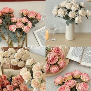 Fatto <span class=keywords><strong>a</strong></span> mano High-in giardino <span class=keywords><strong>Monet</strong></span> ispirato ai ornamenti di stoffa Rose decorazione tavolo da pranzo per soggiorno per ristoranti - Product Image 3