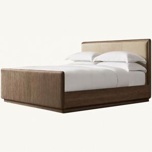 Meubles de chambre à coucher modernes de style américain, cadre de lit en bois avec panneaux en cuir et pied de lit - Product Image 5