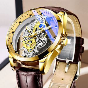 Luxury Gold Stainless Steel Watch Case Automatic Waterproof Quartz Watches for Man Relojes Hombre Wristwatch Men <b>Clock</b> - Product Image 1