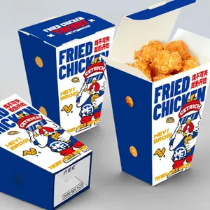 Kunden spezifische Takeout Fried Chicken Fast-Food-Verpackungs box Weiß Nehmen Sie gebratenes Huhn Popcorn Papier Eimer Box Bag mit Entlüftung