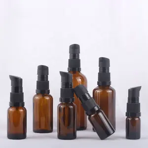 5ml 10ml 15ml 20ml 30ml 50ml 100ml एम्बर ब्राउन ग्लास लोशन पंप बोतल