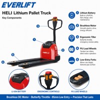 Transpalette Électrique EVERLIFT HELI ELEP-15 ELEP-20 1,5 Tonne 2 Tonnes, Mini Chariot Élévateur à Batterie au Lithium, Transpalette Manuel pour Entrepôt
