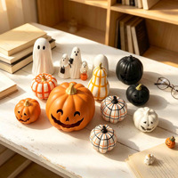 Ensemble de figurines en céramique Citrouille et Fantôme pour Halloween, Décoration de table mignonne et effrayante, Décoration d'automne pour fêtes à domicile, Vente en gros