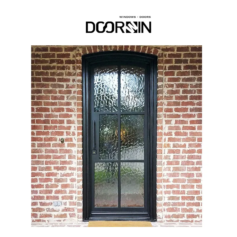 Doorwin Manufacturer Modern double exterior/interior grill door designs glass wrought iron door