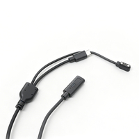 Câble Type-C Femelle vers SR+Type-C Mâle 2P 2.84mm à Broches Pogo, Connecteur Magnétique à Ressort Noir, Câble de Charge