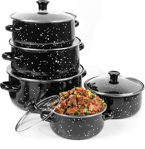 Juego de Cocina de 5 Piezas de <span class=keywords><strong>Hierro</strong></span> <span class=keywords><strong>Fundido</strong></span> Diseño Moderno Olla Cacerola Esmaltada con Revestimiento Cerámico Logo Personalizable para Uso Doméstico - Product Image 1