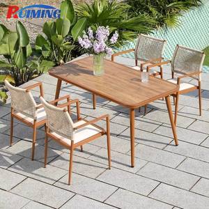 Garden Terrace HPL <span class=keywords><strong>Panel</strong></span> Table Set Patio Balcón PE Rattan Sillas de comedor y mesa al aire libre Muebles súper duraderos - Product Image 1