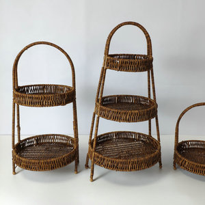 ตะกร้าขนมหวายเทียมหลายชั้น ถาดผลไม้ ตะกร้าเก็บของทอมือ สำหรับงานเลี้ยงน้ำชา ร้านอาหาร - Product Image 2