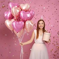 Ballons à hélium en forme de cœur de 18 pouces pour la Saint-Valentin avec cœur Ballons d'amour roses Ballons à cœur