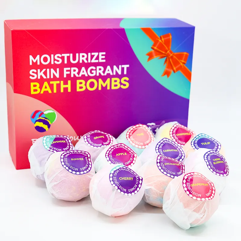 2022 New Design Custom 12 Pack Private Label Scented Organic Bubble Natural Vegan Fizzy Luxury Gift Set Bath Bombs