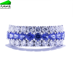 Datian new design 18k oro bianco forma rotonda blu zaffiro anello di alta gioielleria blu zaffiro anello - Product Image 3