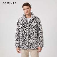 Manteau en fausse fourrure pour homme, imprimé léopard des neiges, chaud et épais, de luxe, style streetwear, tendance, en stock, vente en gros