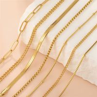 Collier chaîne en acier inoxydable couleur or Myshape pour femme, style minimaliste, maillons cubains, trombones, serpent torsadé, bijoux de mode, vente en gros