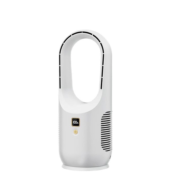 Bladeless Electric Plastic Desk Fan with Three Speeds Rechargeable USB Battery Quiet Small Table Fan and Knob Control