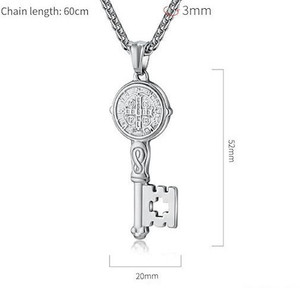 Collana Unisex in Acciaio Inossidabile con Croce Religiosa di <span class=keywords><strong>San</strong></span> Benedetto, Gioiello Vintage all'Ingrosso, Regalo di Moda - Product Image 6