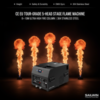 Lance-flammes de scène DMX à 5 têtes CE EU 2000W, colonne de feu ultra haute de 8-10 m, en acier inoxydable, machine à effets professionnelle pour concerts et spectacles DJ