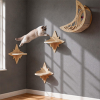 Étagères murales flottantes modernes en bois pour chat, motif lune et étoile, lit mural pour chat, meubles pour toutes les saisons