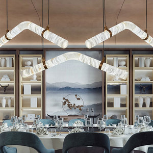 Minimalista Comedor Decorativo Lujo Mármol Lineal Candelabros Luces Colgantes Alabastro - Product Image 3