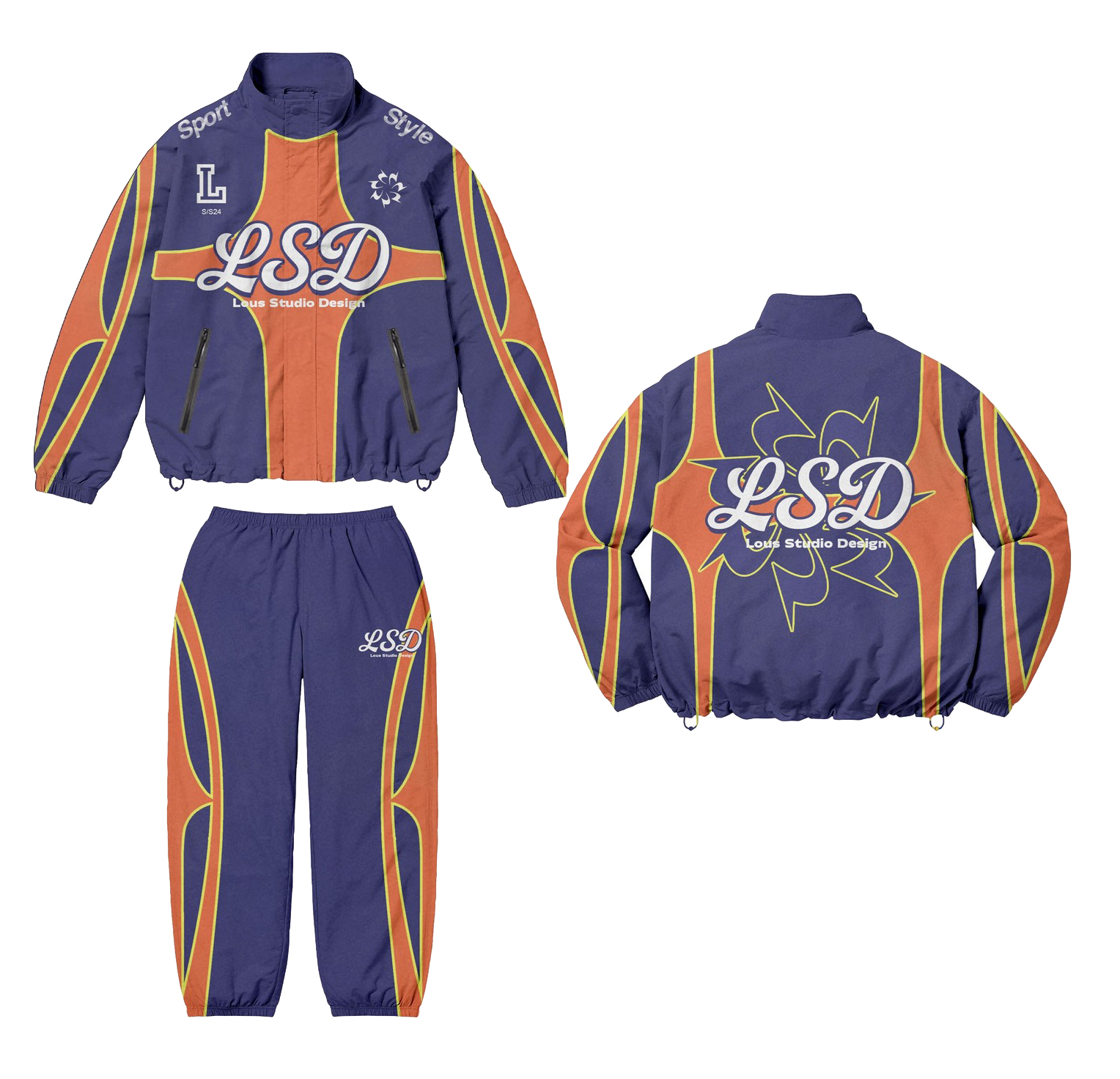 トップス  NYLON SETUP 90s Custom 90S Retro Windbreaker Set Tracksuit - Nylon Spandex