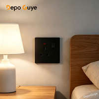 Interrupteur mural à bouton noir UK 13A, prise de courant intelligente à charge rapide USB C 20W universelle, prise électrique 220V