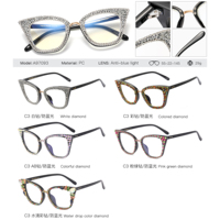 MS A97093 Moda Señoras Diamond Set Gafas de sol Retro Cat Eyes Diseñador Gafas Marcos ópticos Anti Blue Light