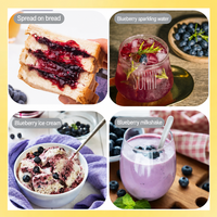 Lotlong Produsen Profesional Sirup Glukosa Buah Blueberry Konsentrat Kelas Komersial 150g untuk Teh Susu Buah