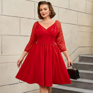 Deals Three Quarter Sleeve Lace Dress Customizable Options | Alibaba.com