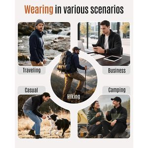 Chaqueta polar para hombre de 33.000 pies (10.000 m) con cremallera completa, ligera, cálida, con cuello alto, para senderismo al aire libre - Product Image 6