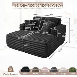 Oversized Chaise Lounge Chair Indoor,Plush Faux Fur Sleeper <strong>Sofa</strong> Couch <strong>Bed</strong> With Pillows&amp;Wide Armrests,Fluffy Comfy Cloud Couch - Product Image 2