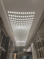 Lustre LED Cube Moderne à Effet Vague pour Hall d'Hôtel, Salle de Banquet, Diffuseur Acrylique Mat Personnalisable, Éclairage Commercial pour Projets