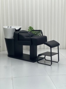 Usine professionnelle directement luxe moderne en acier inoxydable large poser shampooing chaise repose-pieds réglable éponge haute densité - Product Image 4