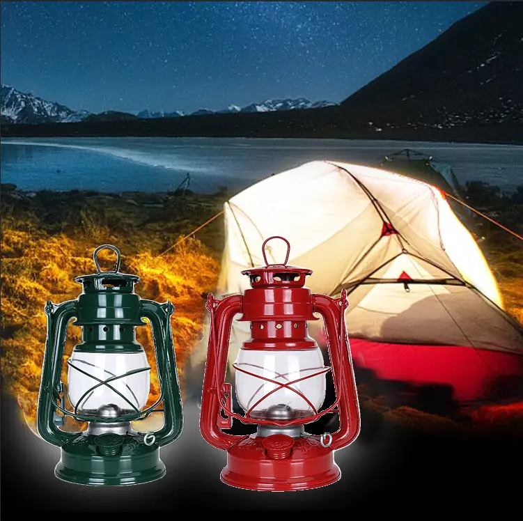 Nuova vendita calda lampada da campeggio lampada a cherosene bronzo nero verde 25CM di altezza con stoppino