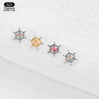 Boucles d'oreilles en titane G23 Yunnique en forme de flocon de neige, clous d'oreilles en opale aurore de 8 mm pour piercing des lèvres