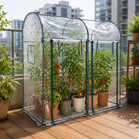 Serre de jardin à toit arqué avec couverture transparente, structure métallique, porte avant à fermeture éclair et fenêtre d'aération – Abri pour plantes