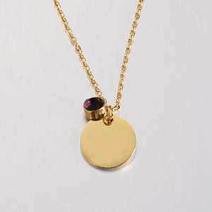 Original <span class=keywords><strong>personalidad</strong></span> espejo pulido Acero inoxidable múltiples colores piedra natal 12 Zodiaco forma redonda colgante collares - Product Image 5