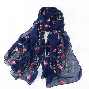 Brand New Women Peach Blossom Embroidery Shawl Scarf With High Quality