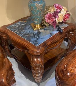 Ensemble de canapés en bois d'ébène diplomatique, bois de rose de Madagascar, grand canapé en cuir véritable, canapé quatre places, sculpture, fauteuil individuel - Product Image 5