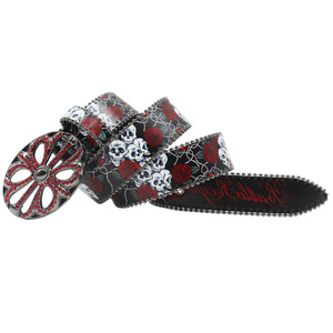 <span class=keywords><strong>Ceinture</strong></span> en <span class=keywords><strong>cuir</strong></span> PU style bohème occidental pour femme, avec strass, imprimé graffiti coloré et <span class=keywords><strong>boucle</strong></span> métallique surdimensionnée à fleur évidée - Product Image 3