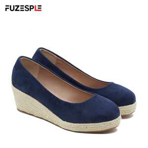 Новые осенние женские эспадрильи на танкетке 6 см с мягкой подошвой, удобные, на толстой подошве, с верхом из замши в клетку, модные, больших размеров - Product Image 5