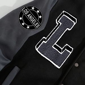 Veste de baseball de haute qualité en gros, style universitaire urbain personnalisé, broderie 3D en tissu éponge, lettres graphiques, veste universitaire pour hommes - Product Image 3